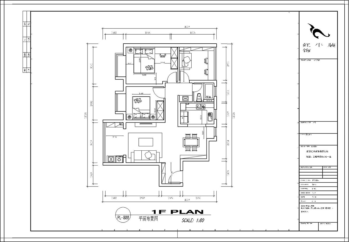 顾娟｜荣盛隽峰18-2404-102㎡-现代风格｜3室2厅1卫｜新房装修｜定制家￥139500｜全包13万｜00_02平面布置图